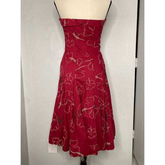 Tibi Embroidered Beaded Red Dress Size 8 - Picture 13 of 13
